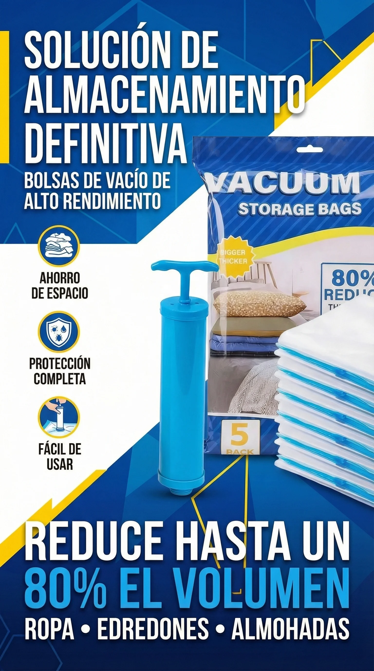 KIT 6 BOLSAS Y BOMBA EMPAQUE AL VACIO
